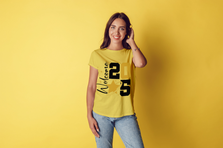 Yellow "Welcome 2025" Women’s T-Shirt!